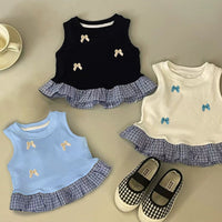 Load image into Gallery viewer, Baby Kid Girls Checked Bow Tank Tops Wholesale 26061720
