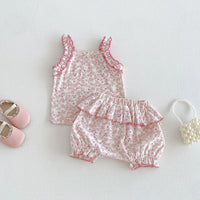 Load image into Gallery viewer, 2 Pieces Set Baby Kid Girls Flower Tank Tops And Shorts Wholesale 26061721
