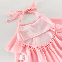 Load image into Gallery viewer, 3 Pieces Set Baby Kid Girls Mermaid Scale Print Halter Ruffle Bikini Swimsuit With Bow Headband Wholesale 26061732

