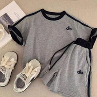 Load image into Gallery viewer, 2 Pieces Set Baby Kid Boys Side Stripe Embroidery Short Sleeve Top And Drawstring Shorts Wholesale 26061733
