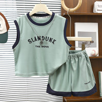 Load image into Gallery viewer, 2 Pieces Set Baby Kid Boys Solid Color Letters Tank Tops And Shorts Wholesale 26061734
