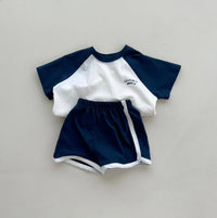 Load image into Gallery viewer, 2 Pieces Set Baby Kid Boys Sports Letters Color-blocking T-Shirts And Shorts Wholesale 26061738
