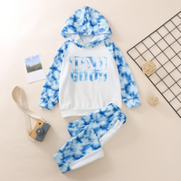 Load image into Gallery viewer, 2 Pieces Set Baby Kid Girls Letters Hoodies Swearshirts Color-blocking And Tie Dye Pants Wholesale 76606630
