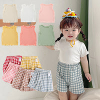 Load image into Gallery viewer, Baby Kid Girls Solid Color Muslin&amp;Ribbed Tank Tops Wholesale 315211985
