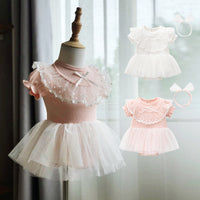 Load image into Gallery viewer, Baby Girls Bow Lace Embroidered Princess Dresses Headwear Wholesale 343010852
