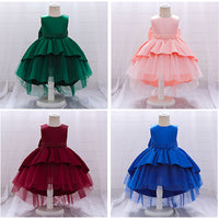 Load image into Gallery viewer, Kid Girl Party Solid Color Peplum Tiered Layered Beaded Mesh Tank Dress Wholesale 42991277
