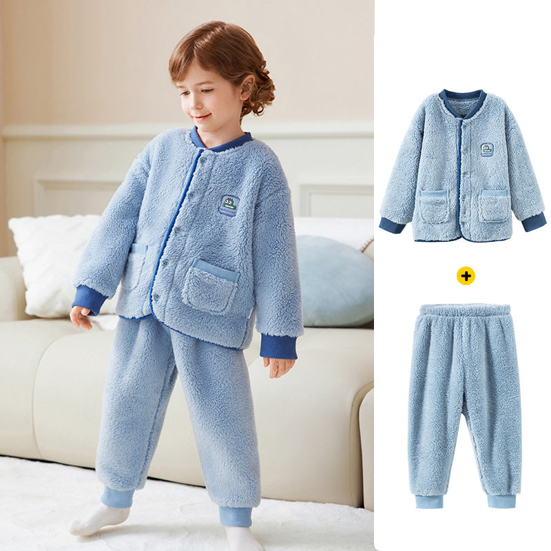 Kid Girls Boys Winter Solid Color Sleepwears Wholesale 24102301