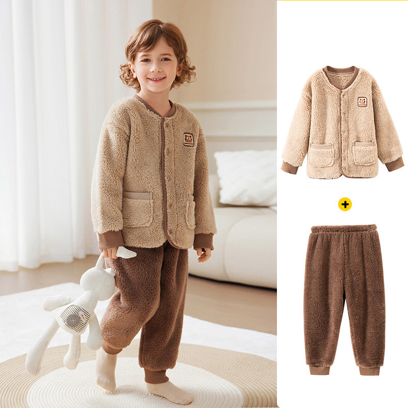 Kid Girls Boys Winter Solid Color Sleepwears Wholesale 24102301