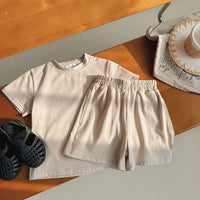 Load image into Gallery viewer, 2 Pieces Set Baby Kid Girls Solid Color Tops And Shorts Wholesale 240409136
