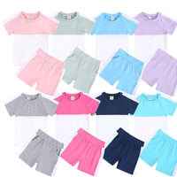 Load image into Gallery viewer, 2 Pieces Kid Colorblock Set Raglan Sleeve Tee With Shorts Wholesale 5482068
