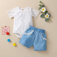 Load image into Gallery viewer, 2 Pieces Baby Girl Lace Bodysuit &amp; Shorts Set Wholesale 37634729
