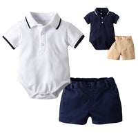 Load image into Gallery viewer, 2 Pieces Baby Boy Plain Polo Bodysuit &amp; Shorts Set Wholesale 71124496
