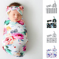 Load image into Gallery viewer, 3 Pieces Baby Print Swaddles Blanket  &amp; Hat &amp; Headband Set Wholesale 79704666
