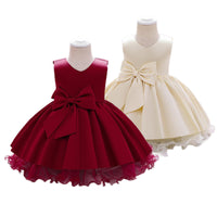 Load image into Gallery viewer, Little Girl Bow Front Mesh Princess Dress Wholesale 85161274
