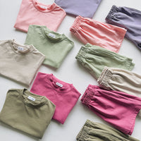 Load image into Gallery viewer, 2 Pieces Set Baby Kid Girls Solid Color Tops And Shorts Wholesale 240409136
