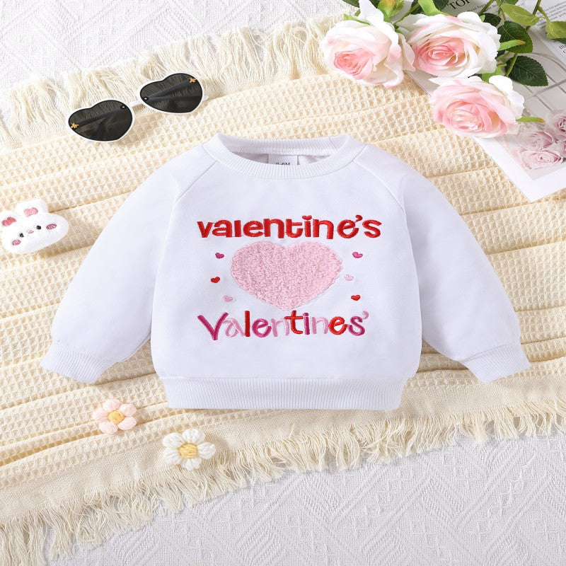 Baby Kid Girls Letters Love heart Valentine's Day Hoodies Sweatshirts Wholesale 25021059