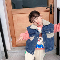Load image into Gallery viewer, Kid Fleece Denim Vest Wholesale 04926421
