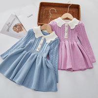Load image into Gallery viewer, Baby Kid Girls Color-blocking Crochet Dresses Wholesale 220927285
