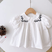 Load image into Gallery viewer, Baby Kid Girls Solid Color Embroidered Blouses Wholesale 220524463
