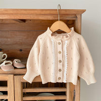 Load image into Gallery viewer, Baby Kid Girls Solid Color Lace Crochet Cardigan Wholesale 220929699
