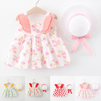 Load image into Gallery viewer, Baby Kid Girls Flower Polka dots Cartoon Print Dresses And Hats Wholesale 220330140
