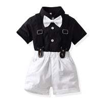 Load image into Gallery viewer, 2 Pieces Set Baby Kid Boys Dressy Solid Color Bow Shirts And Rompers Wholesale 230411110
