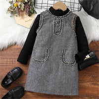 Load image into Gallery viewer, 2 Pieces Set Baby Kid Girls Solid Color Tops And Dresses Wholesale 230103391
