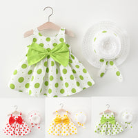 Load image into Gallery viewer, Baby Kid Girls Polka dots Bow Dresses And Hats Wholesale 220330128
