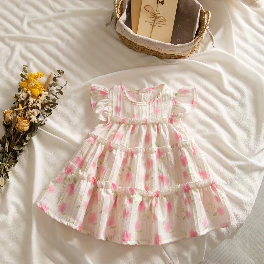 Baby Kid Girls Flower Print Dresses Wholesale 20240402