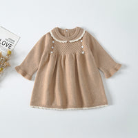 Load image into Gallery viewer, Baby Kid Girls Solid Color Crochet Dresses Wholesale 23010311
