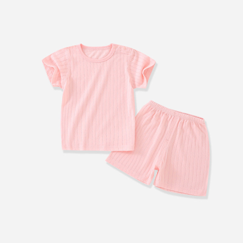 2 Pieces Set Baby Kid Girls Boys Solid Color Tops And Shorts Wholesale 23041305