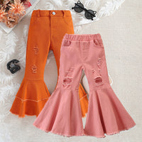 Load image into Gallery viewer, Baby Kid Girls Solid Color Leopard print Tie Dye Ripped Pants Wholesale 220711193
