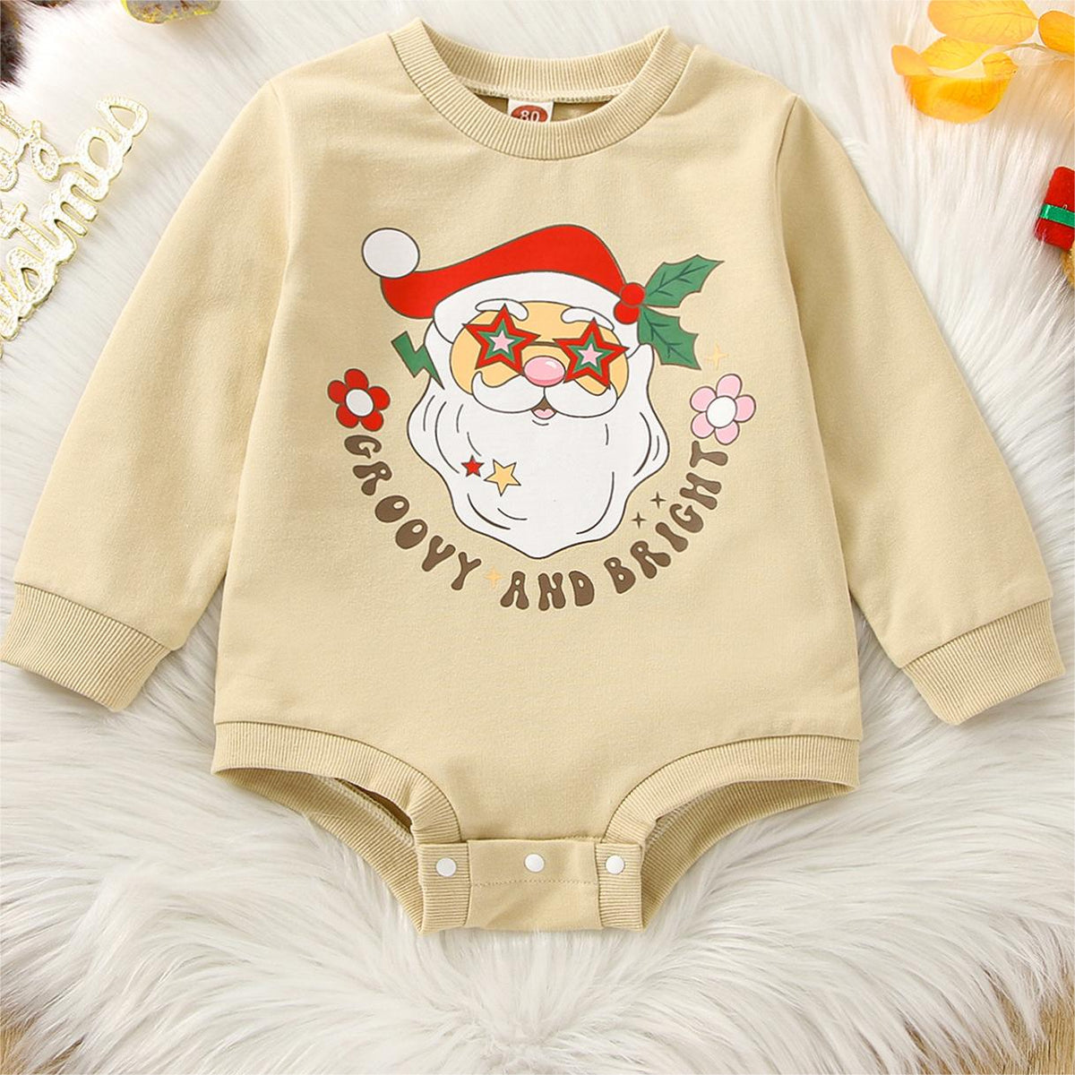 Baby Kid Girls Boys Letters Cartoon Print Christmas Rompers Wholesale 23102402