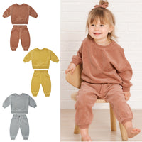 Load image into Gallery viewer, 2 Pieces Set Baby Unisex Solid Color Tops And Pants Wholesale 220805186
