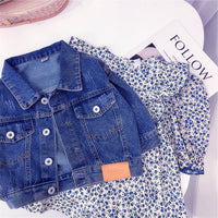 Load image into Gallery viewer, Baby Kid Girls  Flower Print Dresses And Solid Color Jackets Outwears Wholesale 211125593
