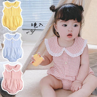 Load image into Gallery viewer, Baby Kid Girls Checked Print Rompers Wholesale 22032299
