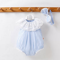 Load image into Gallery viewer, Baby Girls Striped Lace Rompers Wholesale 22051720
