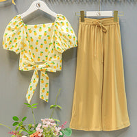 Load image into Gallery viewer, 2 Pieces Set Baby Kid Girls Fruit Print Tops And Solid Color Pants Wholesale 220524247
