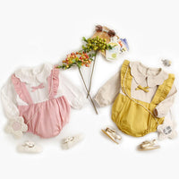 Load image into Gallery viewer, Baby Girls Color-blocking Bow Rompers Wholesale 22052652
