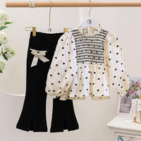 Load image into Gallery viewer, 2 Pieces Set Kid Girls Love heart Print Blouses And Bow Pants Wholesale 220524167
