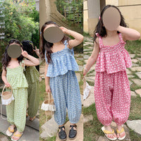 Load image into Gallery viewer, 2 Pieces Set Baby Kid Girls Flower Tank Tops And Pants Wholesale 220524199
