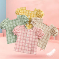 Load image into Gallery viewer, Baby Girls Checked Tops Wholesale 22072197
