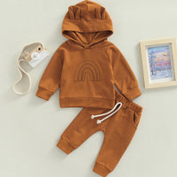 Load image into Gallery viewer, 2 Pieces Set Baby Kid Unisex Embroidered Hoodies Swearshirts And Solid Color Ribbon Pants Wholesale 220726466
