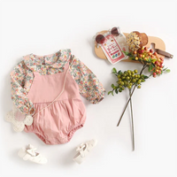 Load image into Gallery viewer, Toddler Girl Fake Two Piece Flower Print Bodysuit Wholesale 96277264
