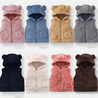 Load image into Gallery viewer, Unisex Solid Color Zip-up Vests Waistcoats, Fleece Hooded Vest for Boys and Girls in Autumn and Winter Wholesale 25110319
