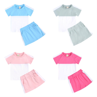 Load image into Gallery viewer, 2 Pieces Kid Colorblock Set Raglan Sleeve Tee With Skirts Wholesale 2525067

