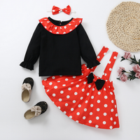 Load image into Gallery viewer, 3 Pieces Set Baby Girls Polka dots Tops Bow Skirts And Headwear Wholesale 03716847
