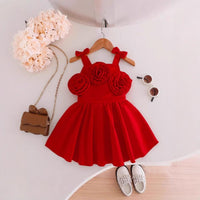 Load image into Gallery viewer, Kid Girls Solid Color Flower Dresses Wholesale 26012710
