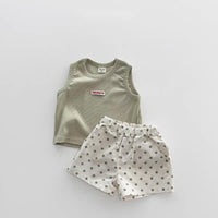 Load image into Gallery viewer, 2 Pieces Set Baby Kid Girls Letters Tank Tops And Polka dots Shorts Wholesale 26061717
