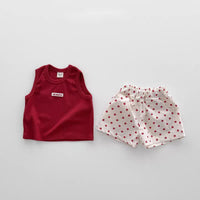 Load image into Gallery viewer, 2 Pieces Set Baby Kid Girls Letters Tank Tops And Polka dots Shorts Wholesale 26061717
